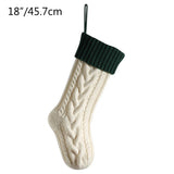 Qfdian  Red Green Christmas Stockings Large Size Knitted Xmas Stocking Christmas Party Decoration New Year Fireplace Hanging Stockings