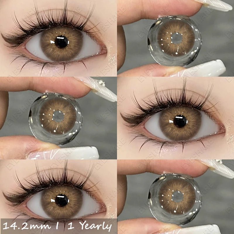 Qfdian 1pair Natural Color Contact Lenses for Eyes Brown Contacts Gray Lenses Fashion Lenses Blue Eyes Contacts Lenses