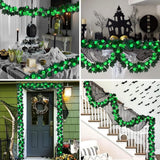 Qfdian  2pcs 40LED Artificial Fall Black Maple Leave String Light With Eyeball Battery Powered For Home Door Halloween Fireplace Decor