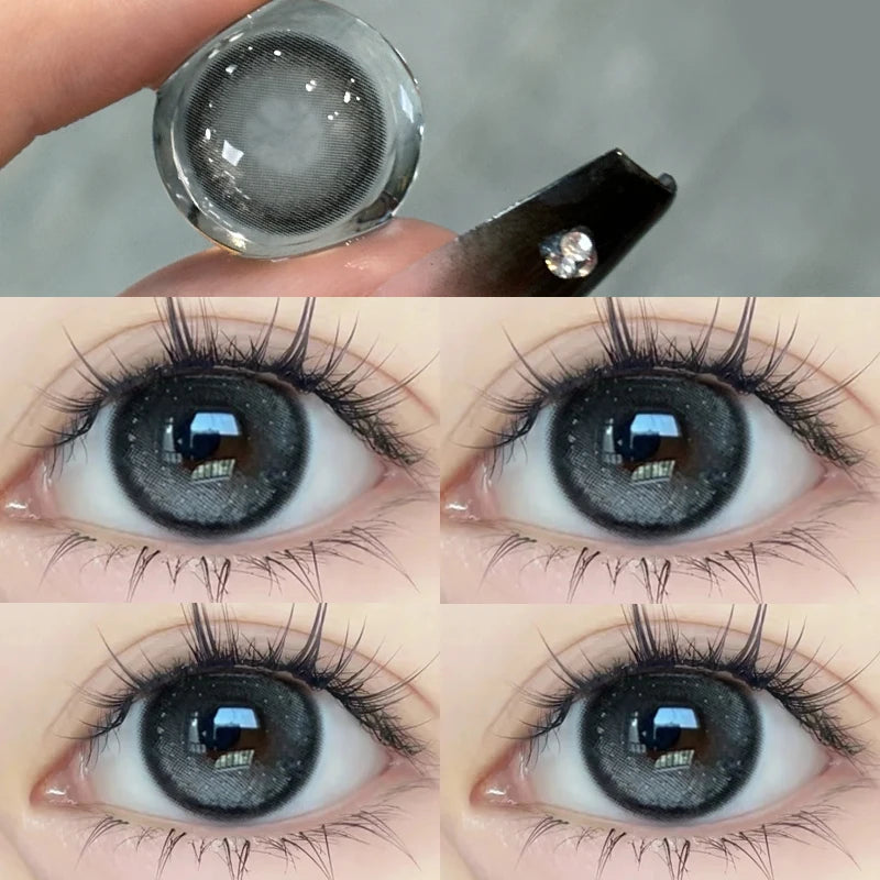 YIMEIXI 2pcs Yearly High Quality with Diopter Myopia Fashion Round Beauty Pupil Natural Contact Lenses for Eyes