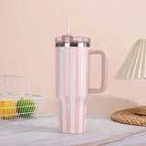 Qfdian  Thermal Bottle With Straw Handle and Lids Drinkware Hot Cold Stainless Steel Thermos Portable Car Coffee Cups Thermal Mug
