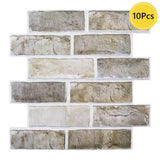 Qfdian  10pcs 3D Wall Sticker Self-adhesive Faux Brick Wall Panel Peel and Stick Kitchen Tile Backsplash Bathroom Wall Tile Sticker