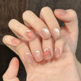 Qfdian  10pcs Handmade Short Press on Nails Sweet Cute Bow Decor Korean Fake Nail Tips Wearable Reusable Pink Cat Eye Design False Nails