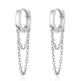 Silver Colour Double Layer Chain Tassel Hoop Earrings For Women INS Popular Cold Style Women Fashion Jewelry New