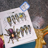 Qfdian 10Pcs High Quality Handmade Press on Nails Earth Demon Spider Dark Super Flash Exaggerated Spider Spicy Girl Personality Gothic