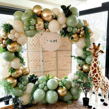 Qfdian  Sage Green Sand White Gold Balloons Garland Arch Kit Gold Confetti Latex Balloon Baby Shower Birthday Party Decoration Wedding