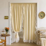 Qfdian Farmhouse Curtains Cotton Floral Ruffle Trim Privacy Drapes for Dining Living Room Bathroom Semi-blackout Vintage Chic Decor
