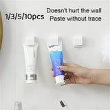Qfdian 1-100pcs Punch-free Toothbrush Holder Wall-mounted Toothpaste Holder Storage Rack Holders Organizer Bathroom Accessories