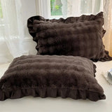 Qfdian  Cute Fluffy Ruffled Home Pillow Cover Pink Plush Pillow Cover Girly Bedroom Decor for Bed Cushion & Home Decoration Bedding Gift