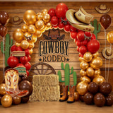 Qfdian  107Pcs Cowboy Rodeo Balloon Garland Kit |   Red & Gold Western Party Decor for Fiesta & Birthdays 🎈