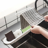 Qfdian Telescopic Sink Drain Rack Soap Sponge Holder Self Adhesive Kitchen Paper Towel Holder Punch Free Roll Kitchen Acces