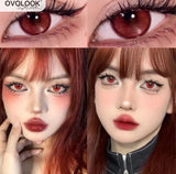 Qfdian  2pcs/pair Cosplay Red Color Contact Lenses for Eyes Fashion Blue Color Contacts Lens Natural pupils Beauty Makeup Lenses