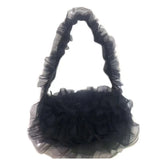 Qfdian Japanese Sweet Ruffled Gauze Handbags All Match Fairy Solid Luxury Design Underarm Bag Y2k Aesthetic Women Chic Shoulder Bags