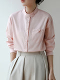 Qfdian  Elegant Stylish Commute Pink Shirts Women Spring Autumn Turn-Down Collar Button Down Long Sleeve Blouse Office Ladies