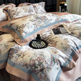 Qfdian Premium 1000TC Egyptian Cotton Chinese Style Flowers Bird Print Luxury Bedding Set Duvet Cover Flat/Fitted Bed Sheet Pillowcases
