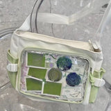 Qfdian Y2k Aesthetic Patchwork Contrast Color Crossbody Bag All Match Preppy Trendy Casual Ita Bags Women Transparent Ins Shoulder Bags