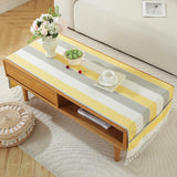 Qfdian  ‌New Nordic Solid Stripe Tablecloth Modern Minimalist Tassel Trim Dustproof Durable Decoration Mats Home Desk Dining Table Cloth