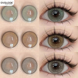 Qfdian  Glaze Series Contact Lenses for Eyes Color Beauty Pupils Natural Eye Lenses for Myopia 2pcs Brown Green Blue Makeup Lens