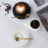 Qfdian  1pc Black/White Mug Ceramic Home Dining Table Office Restaurant Supplies Breakfast Afternoon Tea Milk Water Coffee Cup Plate Set