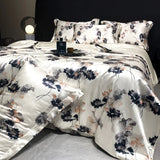 Qfdian 2025 new high-end luxury silky Sleeping naked digital printing washed silk style Bedding Set Duvet Cover Bed Sheet Pillowcases