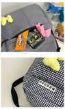 Qfdian Streetwear Travel Backpacks for Women Students Fashion All Match Trendy Schoolbags Sweet Y2k Aesthetic Plaid Kawaii Bow Backpack