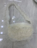 Qfdian Japanese Sweet Ruffled Gauze Handbags All Match Fairy Solid Luxury Design Underarm Bag Y2k Aesthetic Women Chic Shoulder Bags