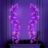 Qfdian  1pc 54 LED Halloween DIY Purple Rattan Lights Battery Powered with 8 Lighting Modes For Home Living Room Halloween Decoration