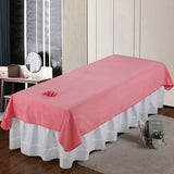 Qfdian  New Beauty Salon Sheets Thickened Double-sided Velvet Massage Sheets Water Absorption Anti-wrinkle with Holes Soft Skin-friendly