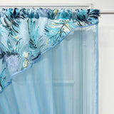 Qfdian  1Panel Blue White Double Layer Crossing Short Curtains For Kitchen Pastoral Leaves Pattern Window Screen Partition Tulle Drapes