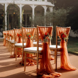 Qfdian  10pcs 20x275cm Rust Red Chiffon Chair Sashes Soft Chair Decor for Wedding Party Ceremony Church with Chair Luxury Decoration