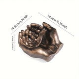 Qfdian  Bronze Silver Hand Ashtray Resin Sculpture Creative Hand Bowl Decorative Tray Home Desk Ornament Luxury Gift