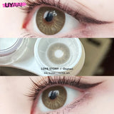 Qfdian  2PCS Color Contact Lenses (Pearl Series) Brown Natural Lenses Gray High Quality Eye Contacts 14.5mm Big Pupil Beauty Lense