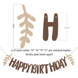Qfdian  Brown Neutral Happy Birthday Banners with Green Leaf  Decorations Beige Boho Paper Tassels Circle Garland  Hanging Streamers