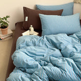 Qfdian  Simple Style Bedding Set Nordic Striped Duvet Cover Set 100% Cotton Flat Sheet Single Twin Size Double Bed Sheet Set For Bedroom