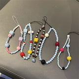 Qfdian  Cute Beaded Cherry Dog Phone Lanyard ,Keychain Anti-lost Rope  Phone Straps,For IPhone Samsung Universal Phone Chain