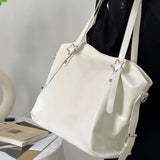 Qfdian High-capacity Pu Leather Simple Casual Shoulder Bags Women Vintage Y2k Aesthetic Shoulder Bags All Match Streetwear Underarm Bag