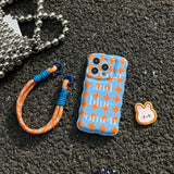 Qfdian Summer oringe and blue wave phone case for iphone 13 12 15 pro max 11 15pro 13promax 14 cute bunny stand holder rope cover shell