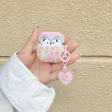 Qfdian  Suitable for pink floral love English pendant Airpods4/3 earphone protective case cover 2pro second and third generations