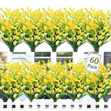 Qfdian 60 Bundles Artificial Flowers for Outdoor No Fade Fake Plastic Outside Flowers Faux Plants for Decoration Hanging Planters