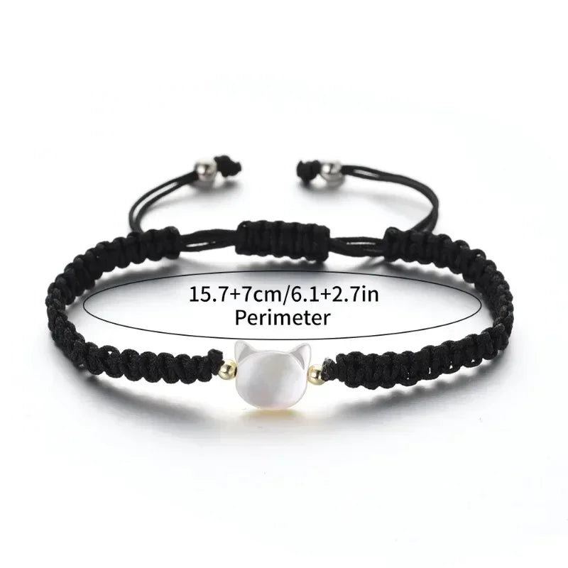 1/2Pcs Moonstone Obsidian Bracelets Minimalist Fidget Bangle For Lovers Handmade Cute Black White Cat Party Accessories Jewelry