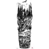 Qfdian Full Arm Tattoo Waterproof Temporary StickerCool Skull Fish Dragon Lion Clock Men Women Art Fake Sticker Glitter Style