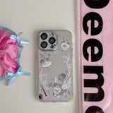Qfdian Mirror angel cute music cat phone case for iphone 15 13promax 15pro 12promax 13pro 14 13 pro max 12 ins pink guitar fundas