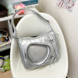 Korean Streetwear Transparent Ita Bags Simple All Match Zipper Bow Women Underarm Bag New Y2k Aesthetic Casual Shoulder Handbags