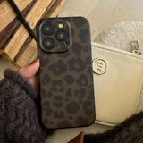 Qfdian Matte Leopard Amber Silicone Back Cover Neutral Mobile Phone Case For iPhone 16 15 14 13 12 11 Pro Max Protective Fundas Cover