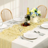 Qfdian 3pcs White Cheesecloth Table Runner Boho Gauze Cheese Cloth for Wedding Bridal Baby Shower Birthday Party Cake Table Decorations