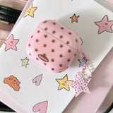 Qfdian Lovely Brown Star Wireless Bluetooth Earphone Case for Apple AirPods 1 2 3 4 Pro 2 Charge Box Shell With Pink Chain Pendant