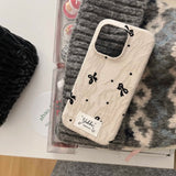 Qfdian Winter ins points bowknot cloth phone case for iphone 15pro 14 13 15 16 pro max 14promax 16ProMax 13pro 2 colors cover shell