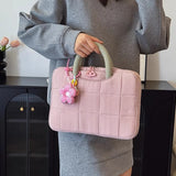 Qfdian  Luxury Design Quilted Vintage Top-Handle Bags Casual All Match 14 Inch Laptop Bag Fashion Y2k Aesthetic Simple Women's Handbags