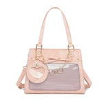 Qfdian Japanese Sweet Kawaii Women's Handbags Transparent Casual Streetwear Ita Bags Y2k Aesthetic Chic All Match Shoulder Underarm Bag