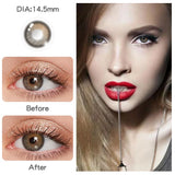 1 Pair/2pcs Fashion Natural Brown Lenses 14mm Colored Contact Lenses For Eyes Small Beautiful Pupil with Myopia Degree